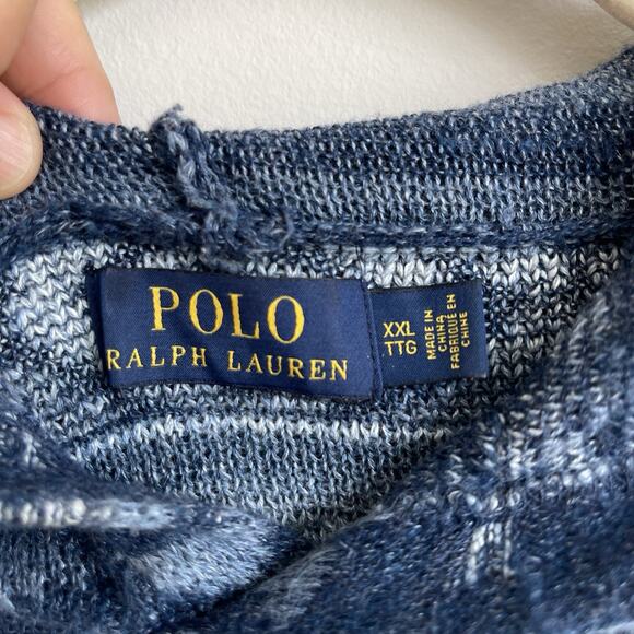 Polo Ralph Lauren 2XL Aztec Southwestern Knit Hoodie Sweater Blue Mens Size XXL - Picture 5 of 10